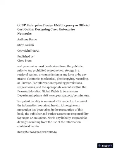 CCNP Enterprise Design ENSLD 300-420 Official Cert Guide: Designing Cisco Enterprise Networks (2020) - Page 4 preview image