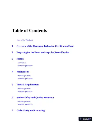 PTCE: Pharmacy Technician Certification Exam Premium: 4 Practice Tests + Comprehensive Review + Online Practice (2022) - Page 8 preview image