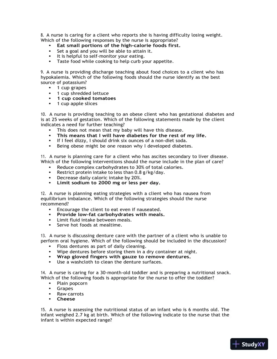 2020-2021 ATI Nutrition Proctored Exam with Answers (70 Solved Questions), page 3