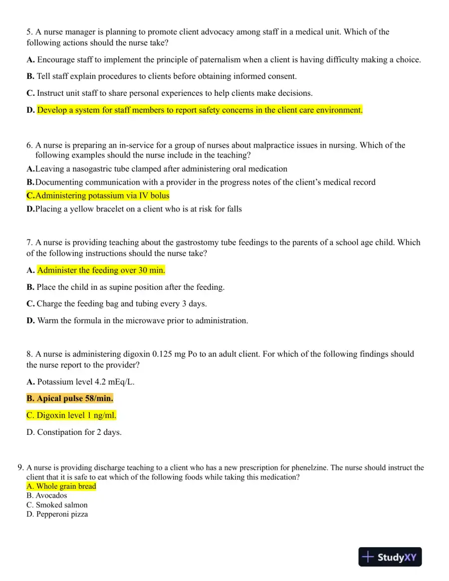 2019 ATI RN Comprehensive Exam with Answers (132 Solved Questions), page 4