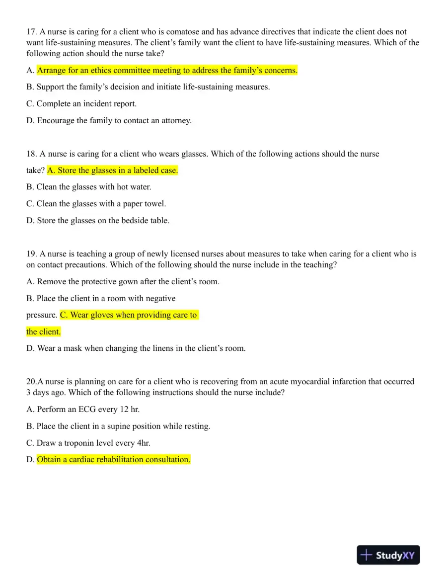 2019 ATI RN Comprehensive Exam with Answers (132 Solved Questions), page 7