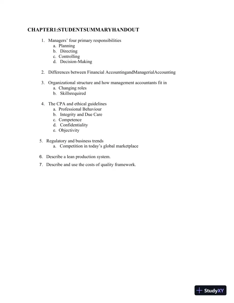 Managerial Accounting, Third Canadian Edition Class Notes, page 11