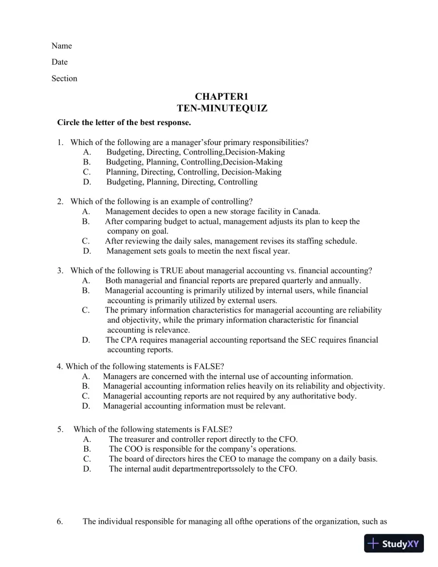 Managerial Accounting, Third Canadian Edition Class Notes, page 15