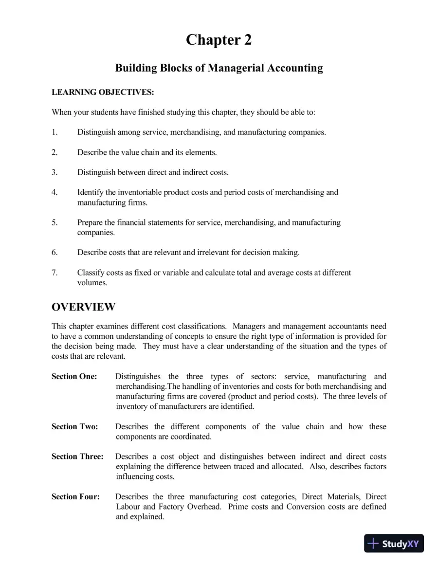 Managerial Accounting, Third Canadian Edition Class Notes, page 17