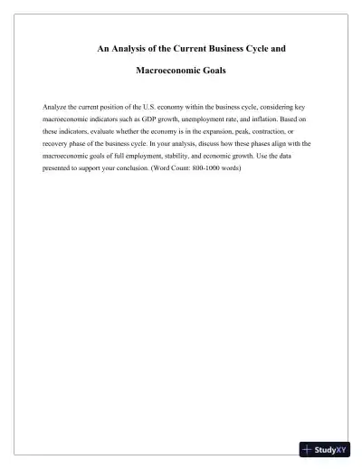 An Analysis Of The Current Business Cycle And Macroeconomic Goals - Page 1 preview image