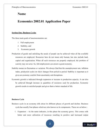 An Analysis Of The Current Business Cycle And Macroeconomic Goals - Page 3 preview image