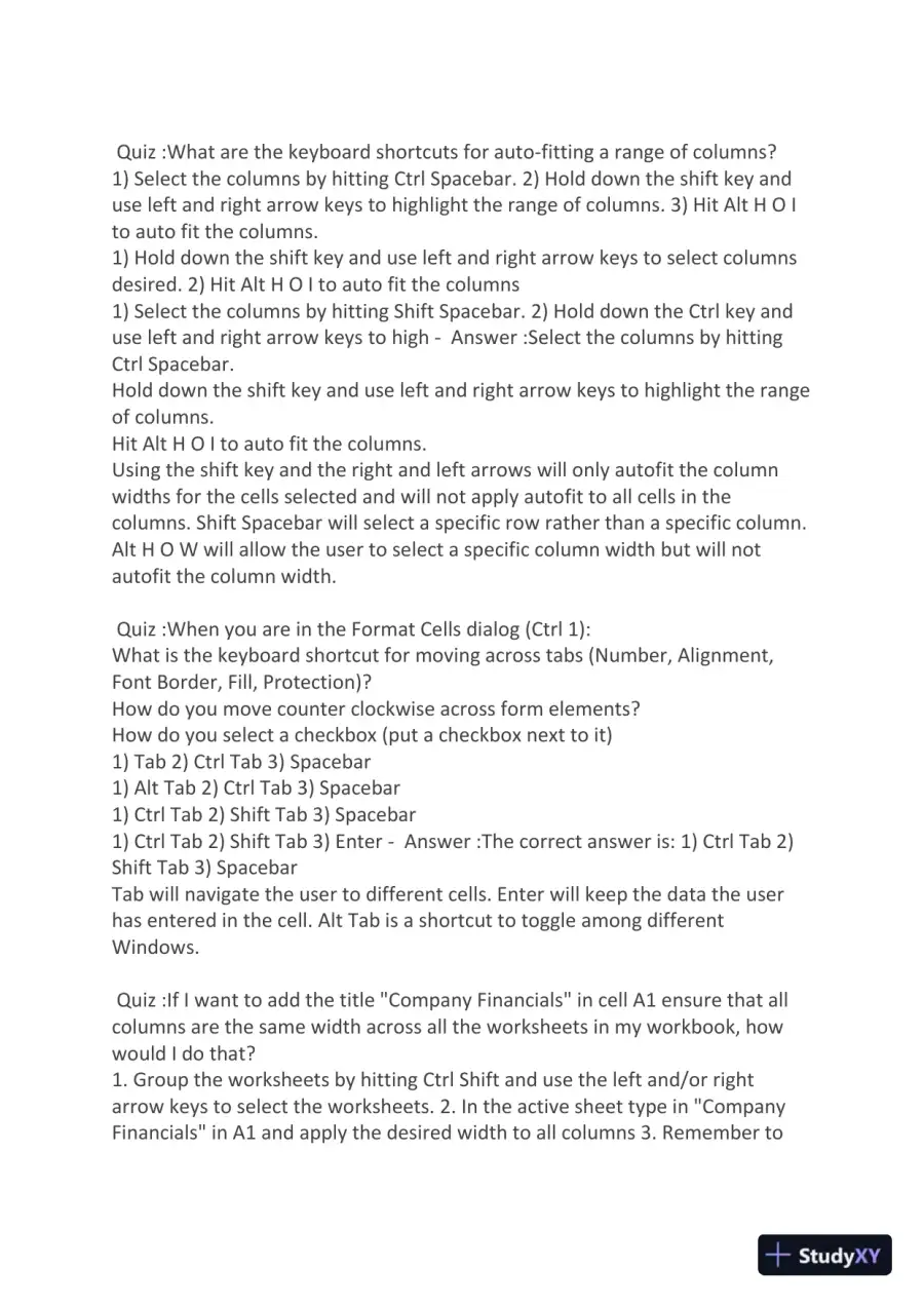 Excel Crash Course Exam With Answers (36 Solved Questions), page 4