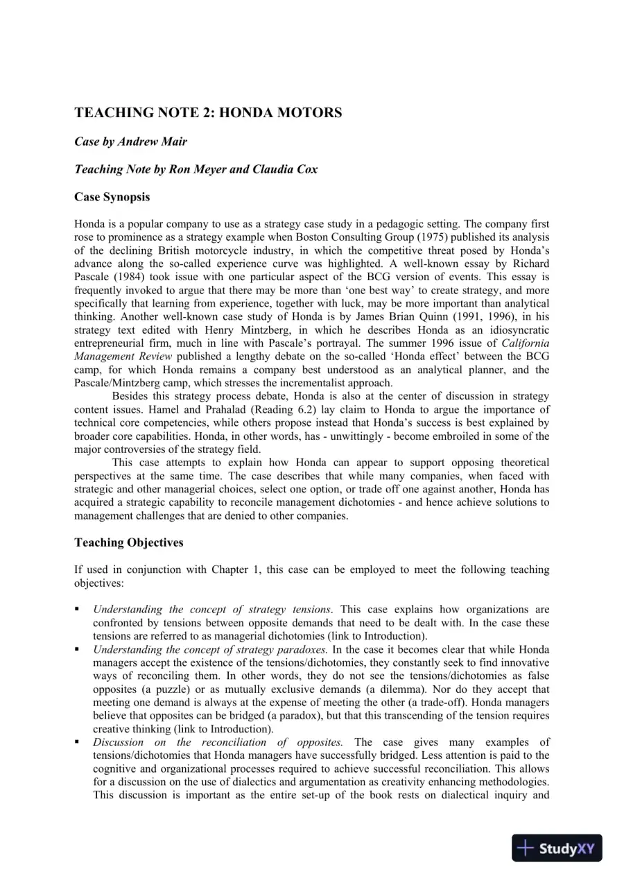 Strategy, 4th Edition Solution Manual, page 11