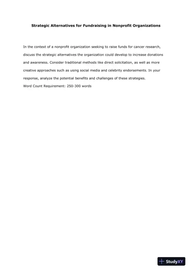 Strategic Alternatives for Fundraising in Nonprofit Organizations - Page 1 preview image