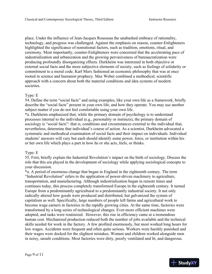 Classical and Contemporary Sociological Theory: Text and Readings Third Edition Test Bank, page 10