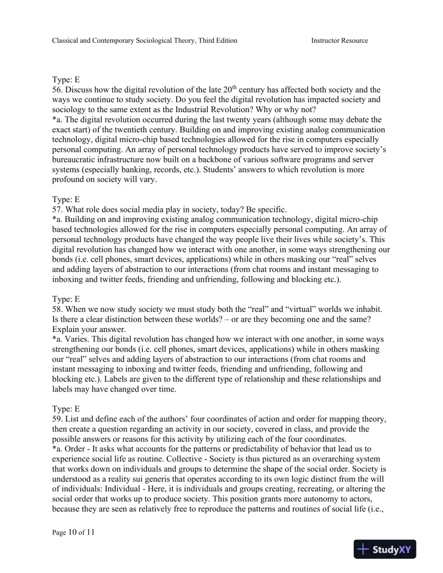 Classical and Contemporary Sociological Theory: Text and Readings Third Edition Test Bank, page 11