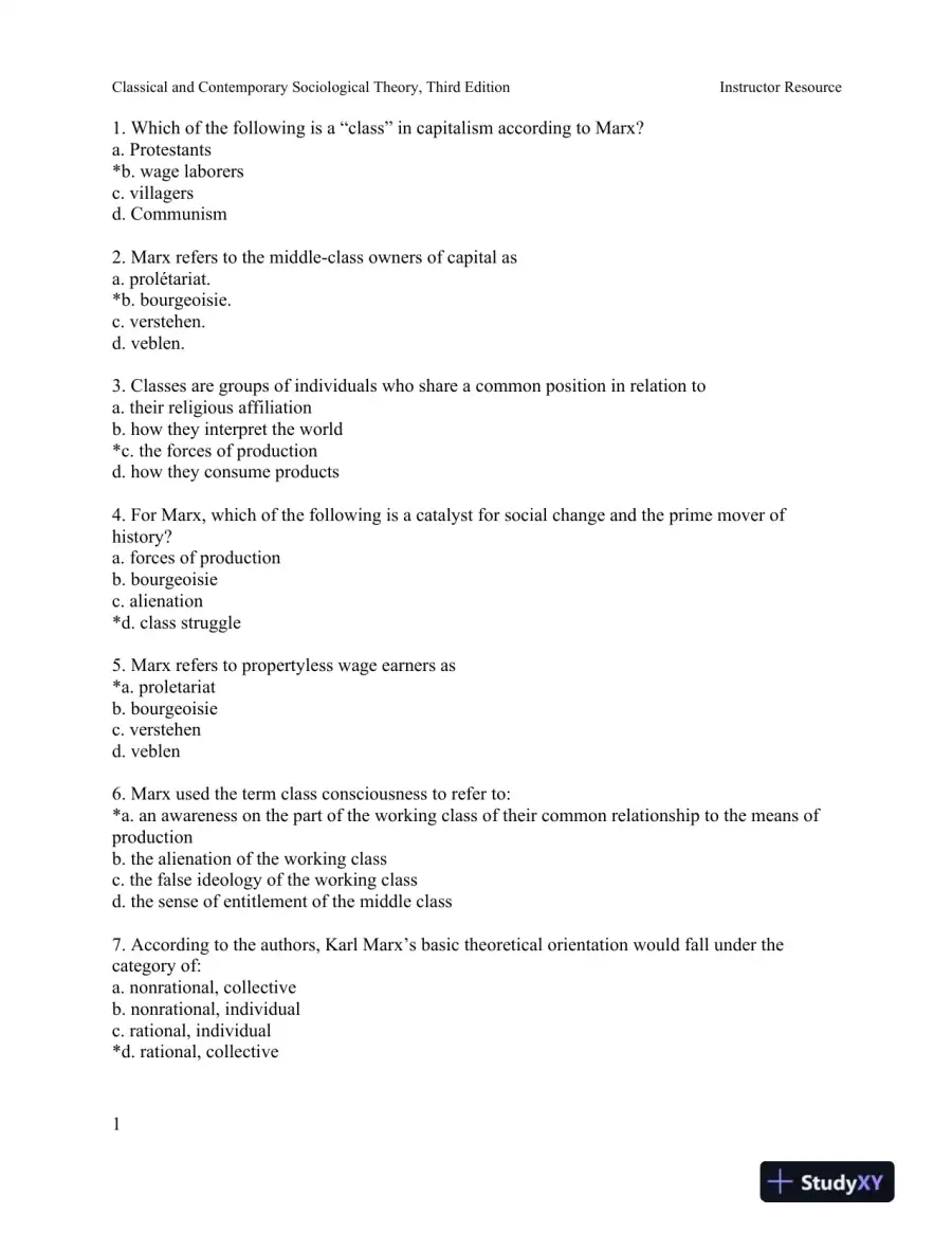 Classical and Contemporary Sociological Theory: Text and Readings Third Edition Test Bank, page 13