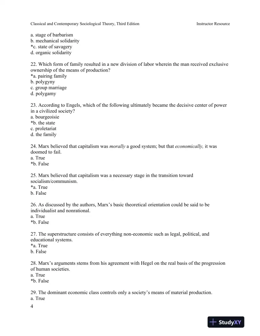 Classical and Contemporary Sociological Theory: Text and Readings Third Edition Test Bank, page 16