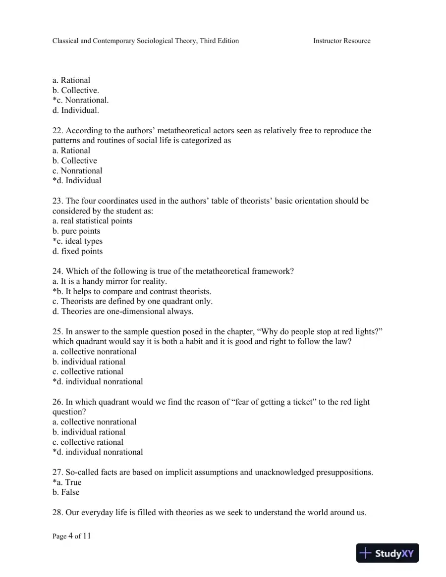 Classical and Contemporary Sociological Theory: Text and Readings Third Edition Test Bank, page 5