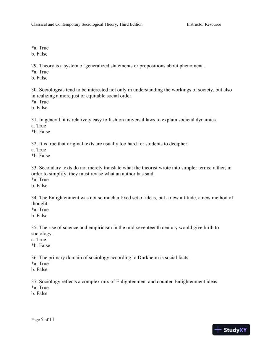 Classical and Contemporary Sociological Theory: Text and Readings Third Edition Test Bank, page 6