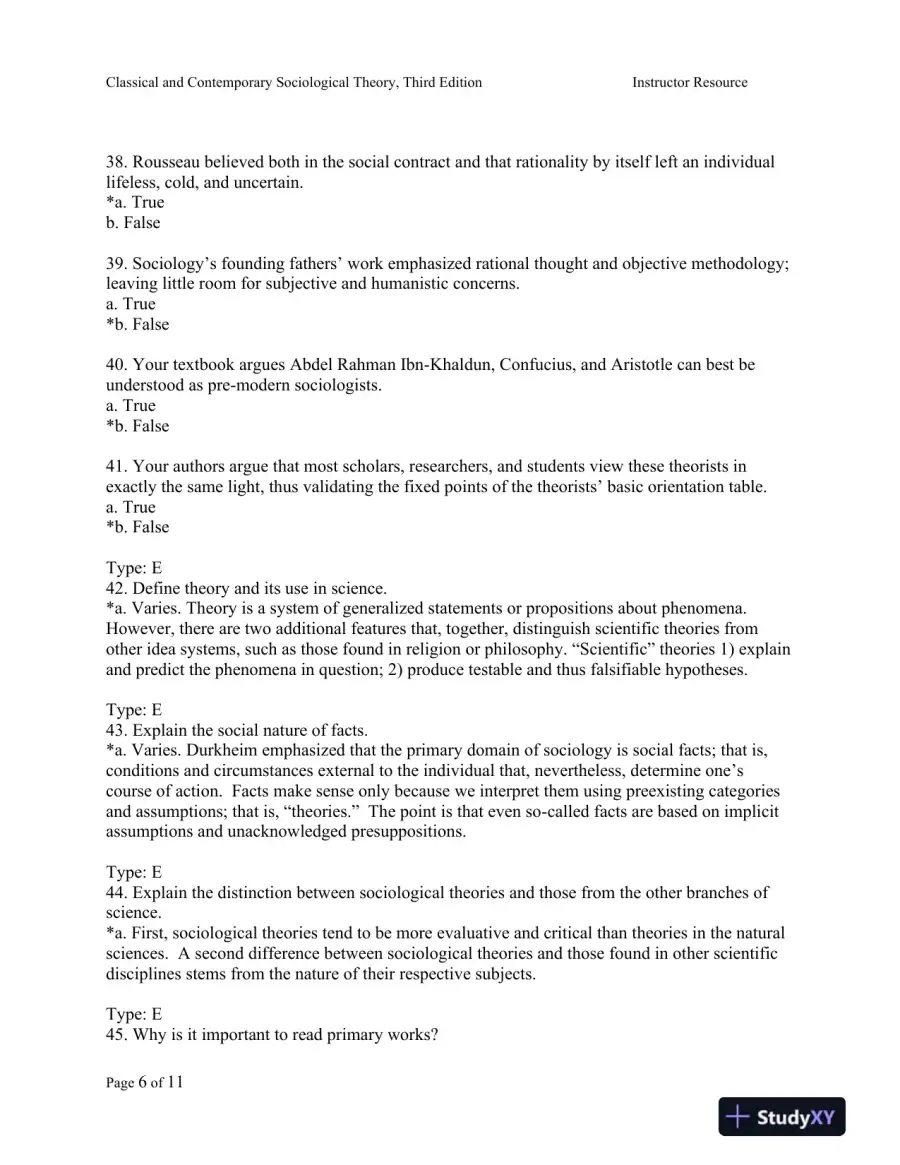 Classical and Contemporary Sociological Theory: Text and Readings Third Edition Test Bank, page 7