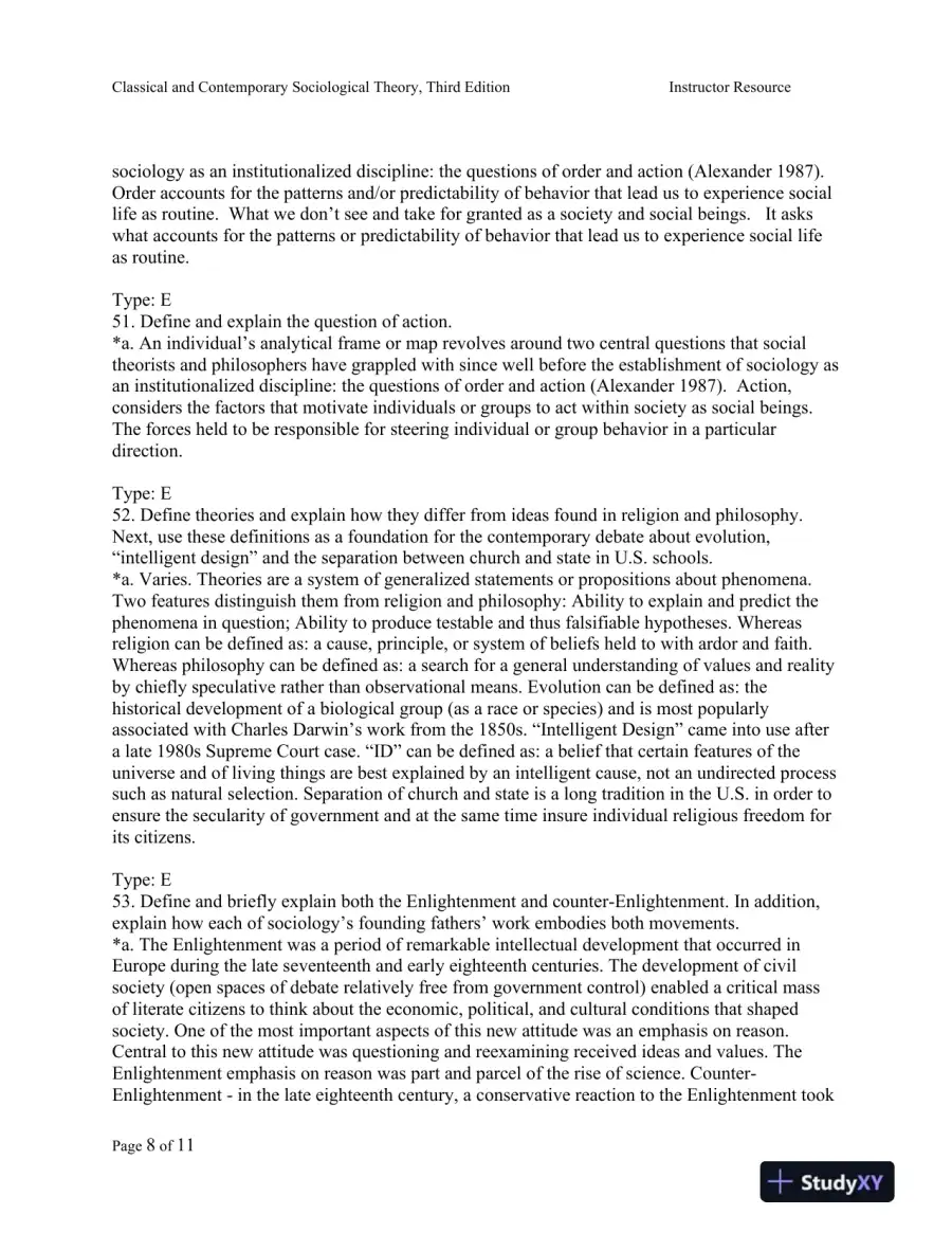 Classical and Contemporary Sociological Theory: Text and Readings Third Edition Test Bank, page 9