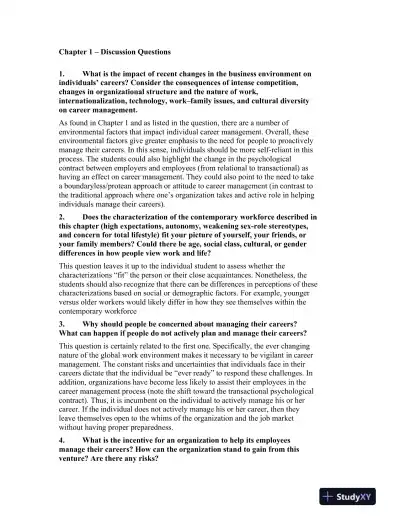 Solution Manual For Career Management, 4th Edition - Page 1 preview image