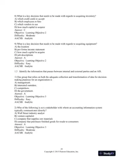 Test Bank For Accounting Information Systems, 13th Edition - Page 11 preview image