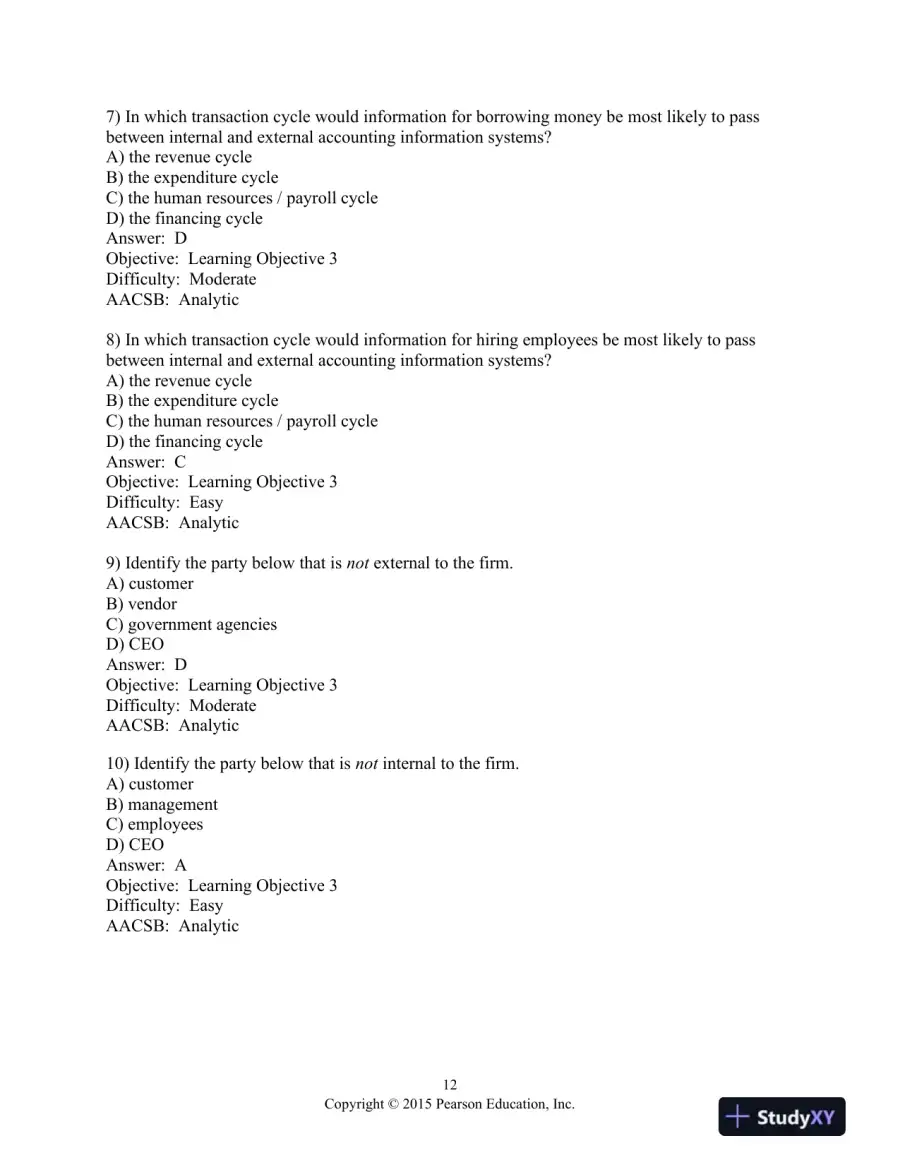 Test Bank For Accounting Information Systems, 13th Edition, page 13