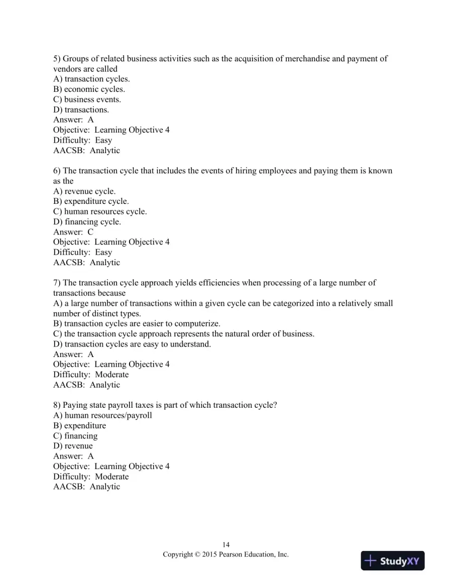 Test Bank For Accounting Information Systems, 13th Edition, page 15