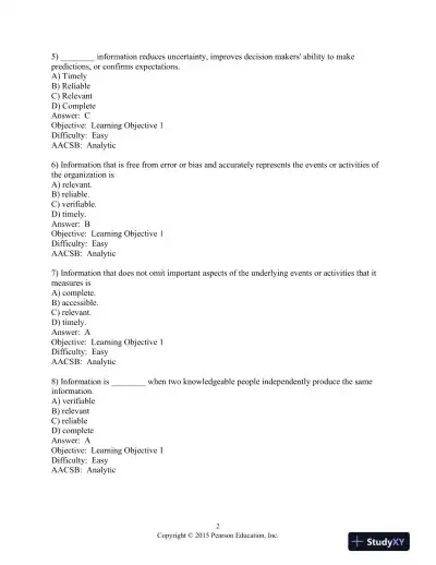Test Bank For Accounting Information Systems, 13th Edition - Page 3 preview image