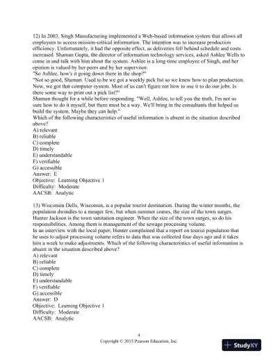 Test Bank For Accounting Information Systems, 13th Edition - Page 5 preview image