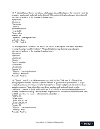 Test Bank For Accounting Information Systems, 13th Edition - Page 6 preview image