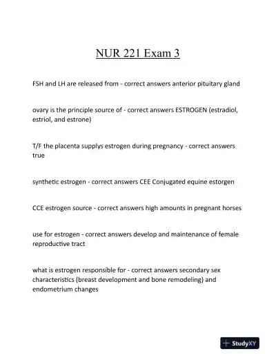 NUR221 Nursing Practice Exam With Answers (127 Solved Questions) - Page 1 preview image