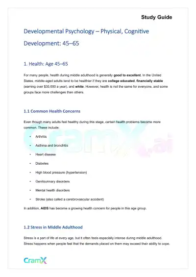 Developmental Psychology - Physical, Cognitive Development 45–65 - Page 1 preview image