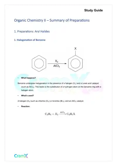 Organic Chemistry II - Summary of Preparations - Page 1 preview image