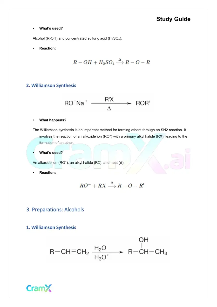 Organic Chemistry II - Summary of Preparations, page 3