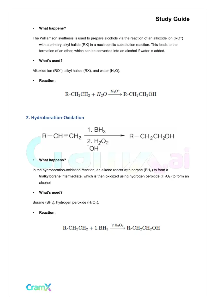 Organic Chemistry II - Summary of Preparations, page 4