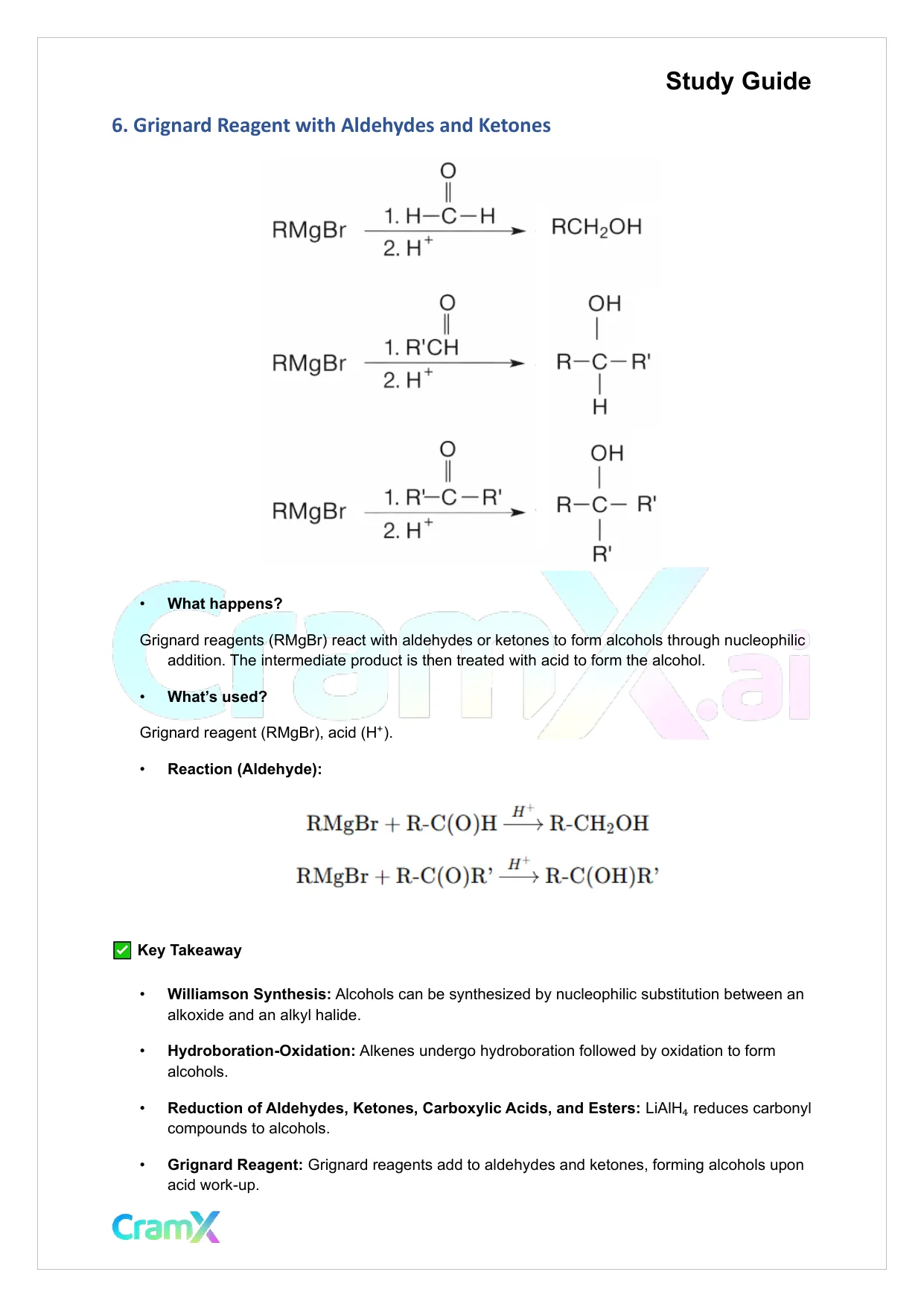 Organic Chemistry II - Summary of Preparations - Page 7 preview image