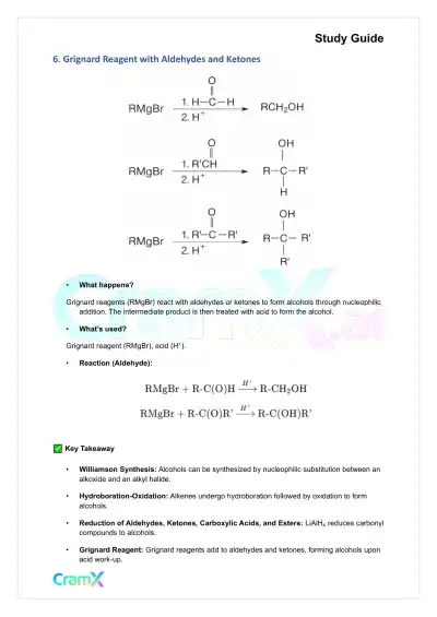 Organic Chemistry II - Summary of Preparations - Page 7 preview image
