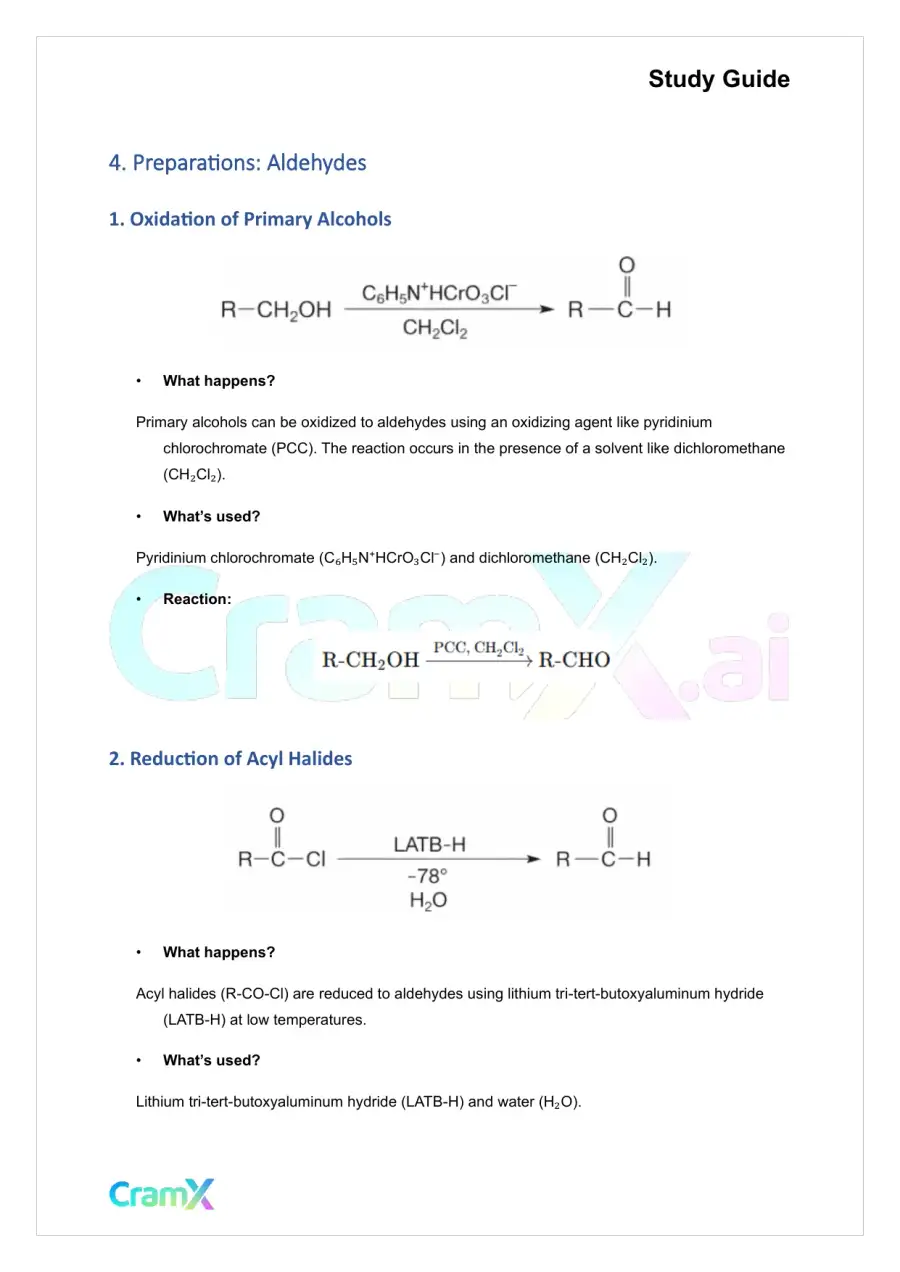 Organic Chemistry II - Summary of Preparations, page 8