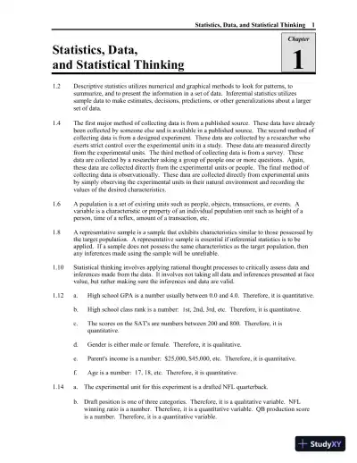 Solution Manual for Statistics, Updated Edition, 13th Edition - Page 1 preview image