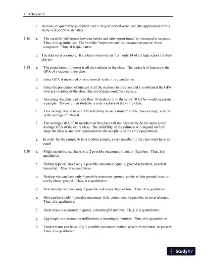 Solution Manual for Statistics, Updated Edition, 13th Edition - Page 3 preview image