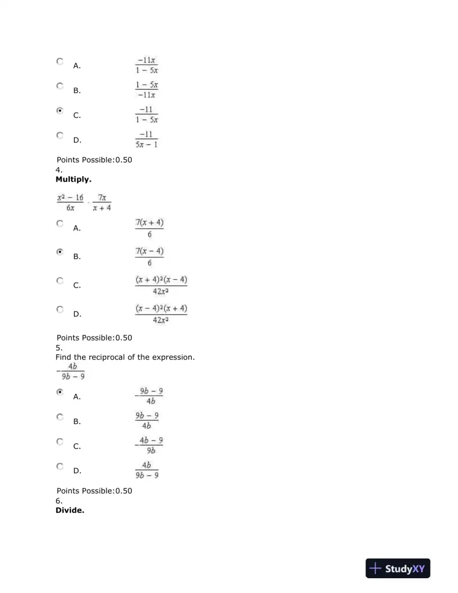 Equations, Rational Expressions, and Operations with Fractions, page 3