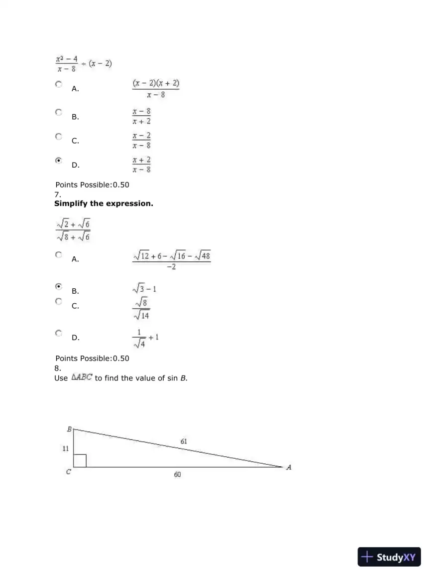 Equations, Rational Expressions, and Operations with Fractions, page 4