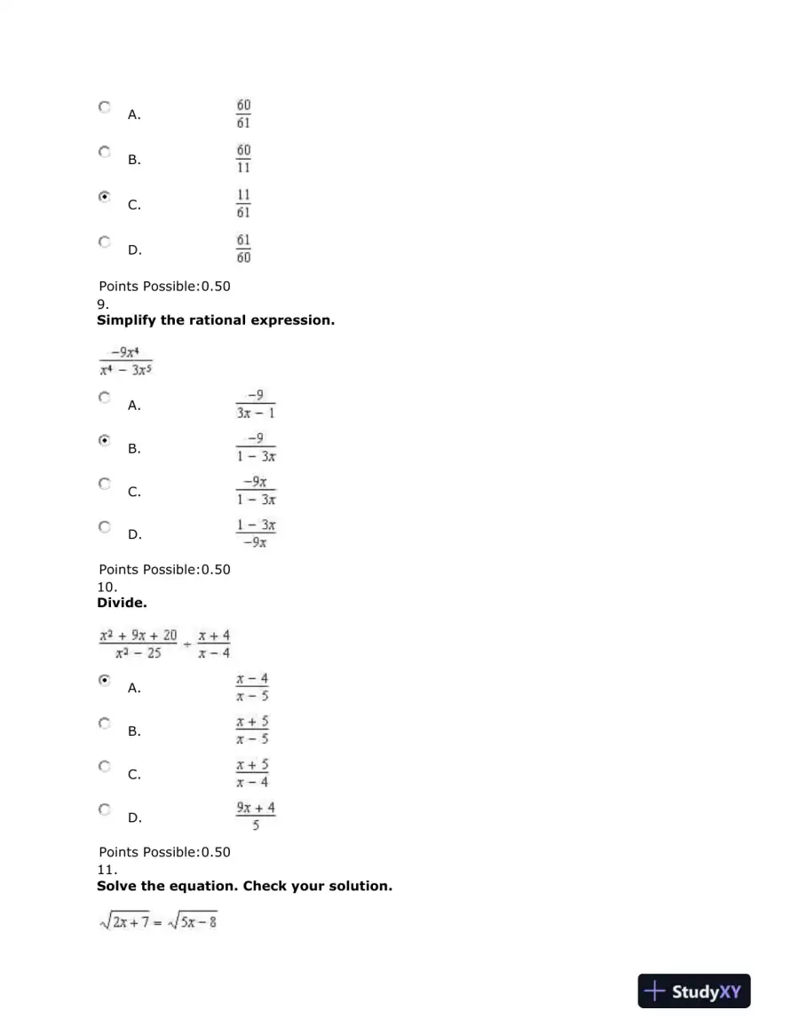 Equations, Rational Expressions, and Operations with Fractions, page 5