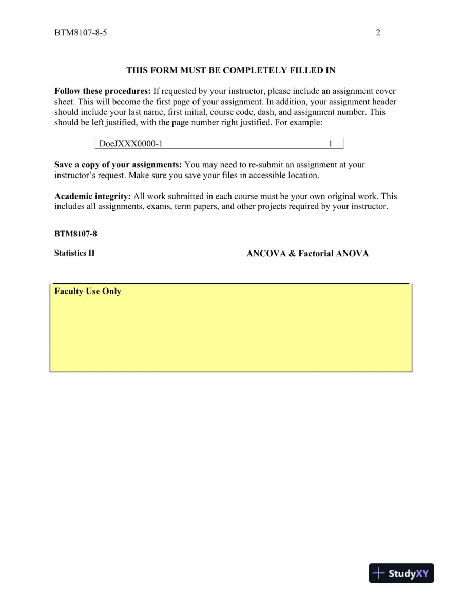 BTM8107-8-5 ANCOVA and Factorial ANOVA Northcentral University, page 3
