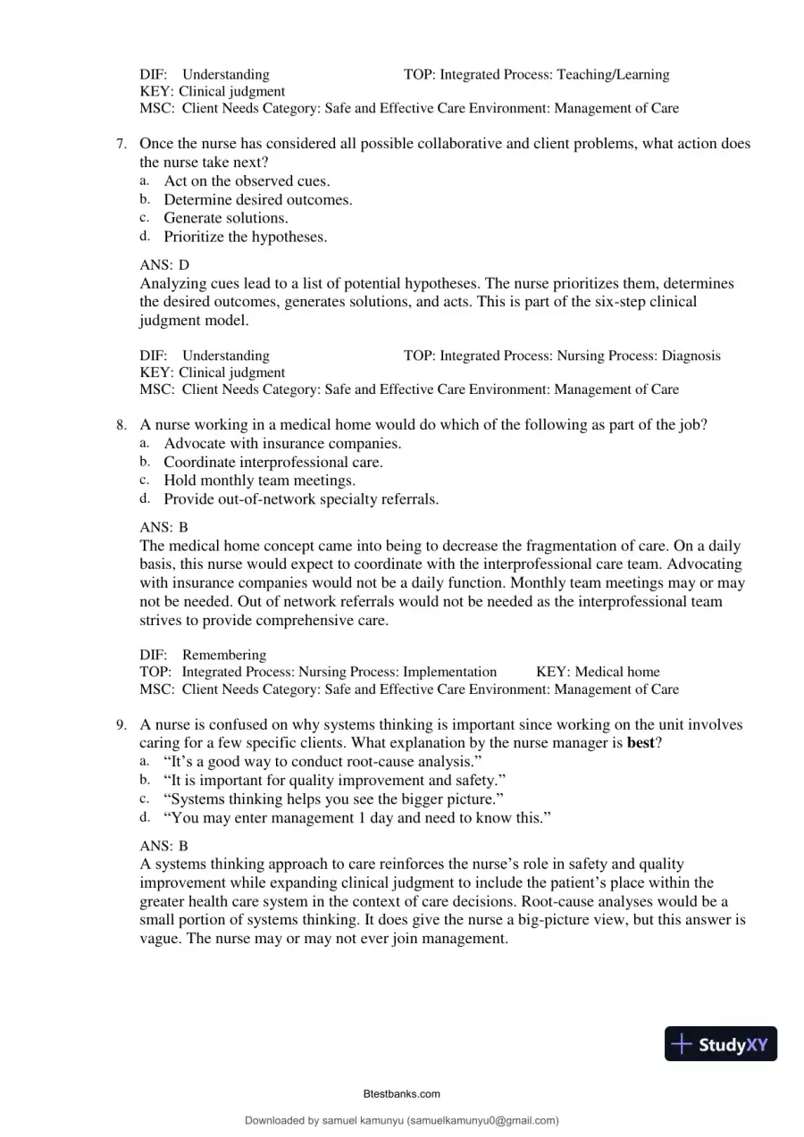 Test Bank for Medical-Surgical Nursing: Concepts for Interprofessional Collaborative Care, 10th Edition (Chapters 1-69), page 11