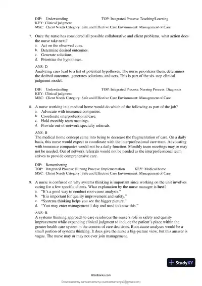 Test Bank for Medical-Surgical Nursing: Concepts for Interprofessional Collaborative Care, 10th Edition (Chapters 1-69) - Page 11 preview image