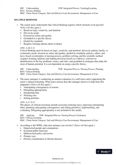 Test Bank for Medical-Surgical Nursing: Concepts for Interprofessional Collaborative Care, 10th Edition (Chapters 1-69) - Page 12 preview image