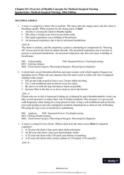 Test Bank for Medical-Surgical Nursing: Concepts for Interprofessional Collaborative Care, 10th Edition (Chapters 1-69) - Page 14 preview image