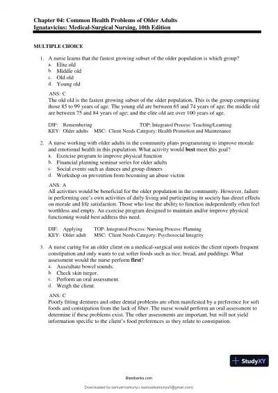 Test Bank for Medical-Surgical Nursing: Concepts for Interprofessional Collaborative Care, 10th Edition (Chapters 1-69) - Page 20 preview image