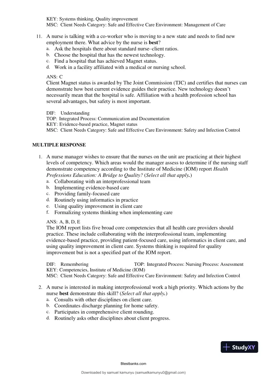 Test Bank for Medical-Surgical Nursing: Concepts for Interprofessional Collaborative Care, 10th Edition (Chapters 1-69), page 6