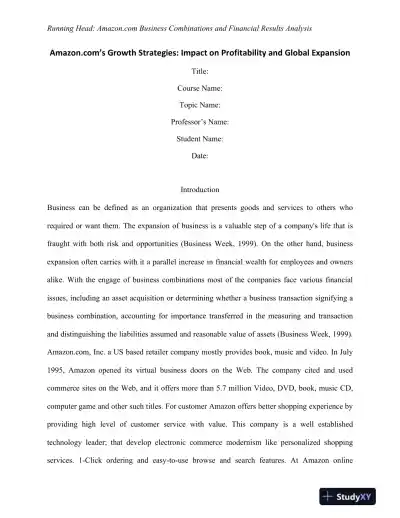 Amazon.com�s Growth Strategies: Impact on Profitability and Global Expansion - Page 1 preview image