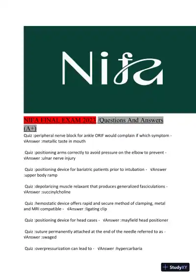 2023 NIFA Final Exam with Answers (493 Solved Questions) - Page 1 preview image